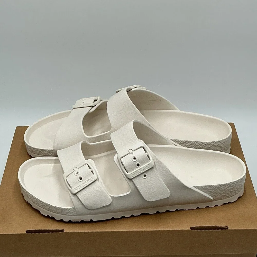 Birkenstock Arizona Sandals Unisex EU 41 White Adjustable Strap Slip-On Eby4457
